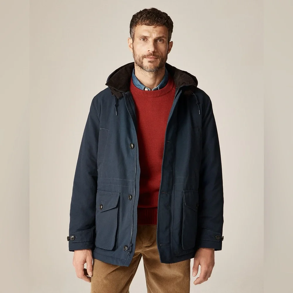 J. CREW Country jacket with removable hood and PrimaLoft® in Navy M $548 C0040‎